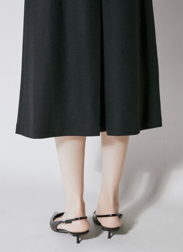 Leather Trim Midi Skirt Saint Laurent Leather Trim Midi Skirt Black sla0253026