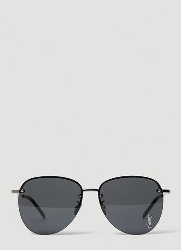 Saint Laurent Logo Plaque Aviator Sunglasses Black sla0249244
