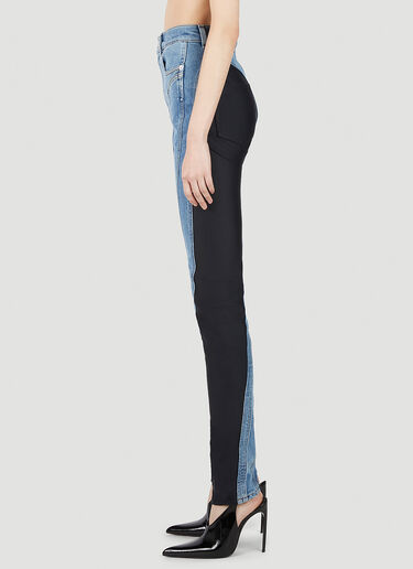 Mugler Structured Contrast Panel Jeans Blue mug0251059