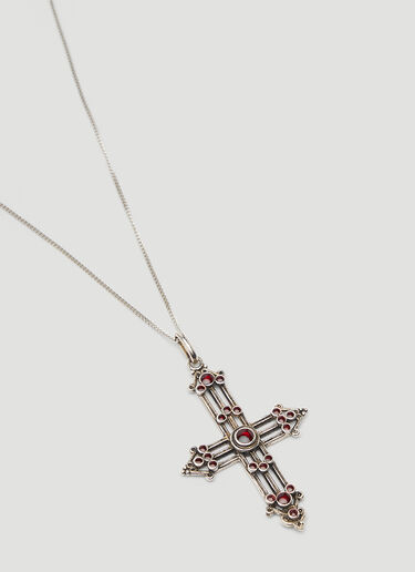 Saint Laurent Romantic Cross Pendant Necklace Silver sla0247088