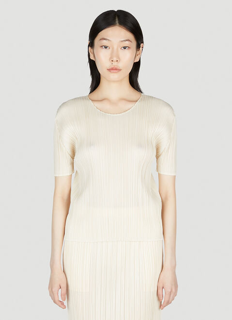Pleats Please Issey Miyake Pleated Crewneck Top Black plp0252016