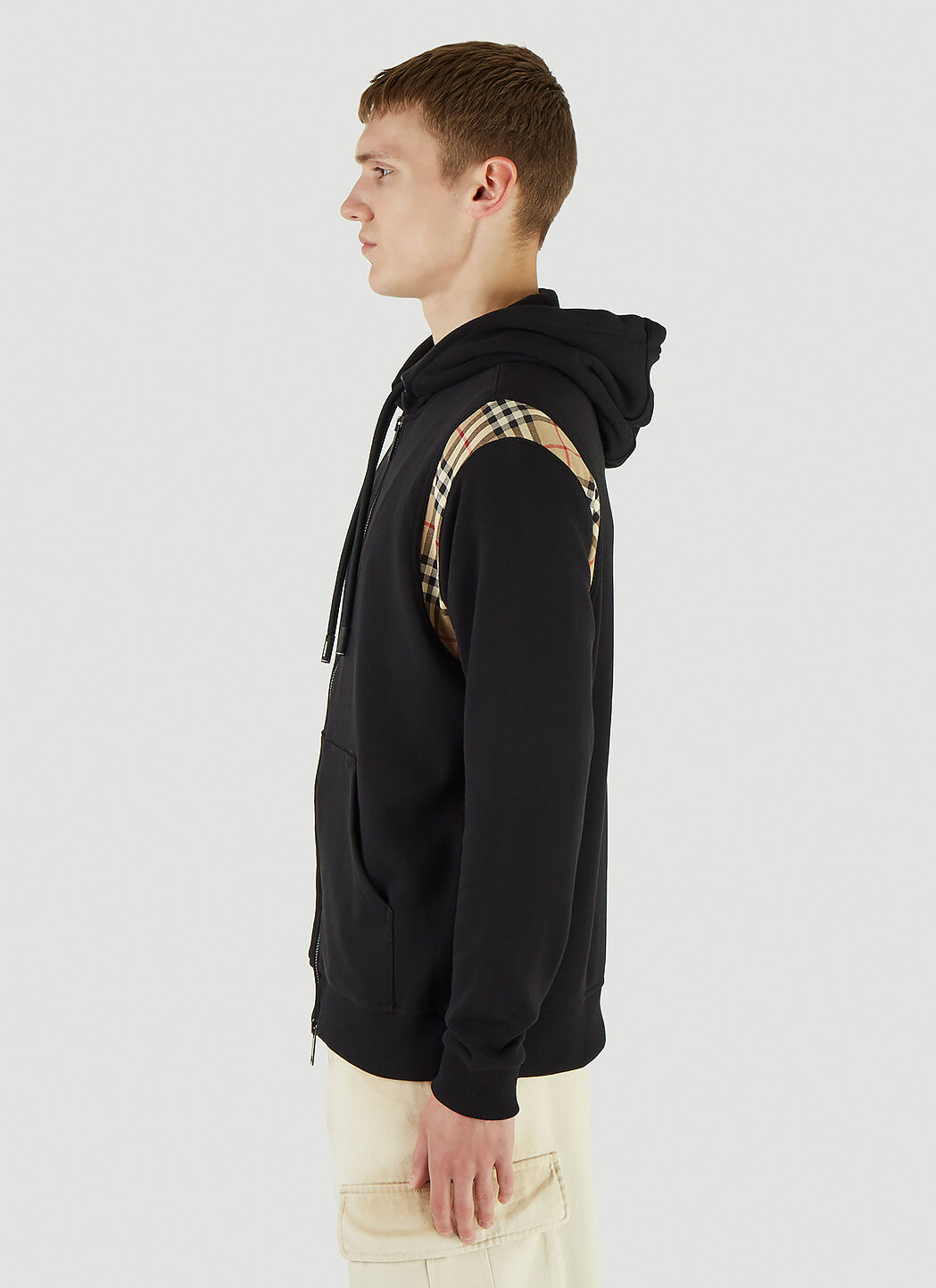 Burberry vintage check panel cotton hoodie shop