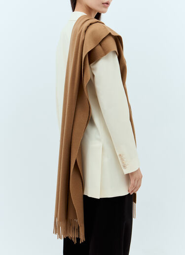 Max Mara Logo Embroidery Cashmere Scarf Camel max0257046