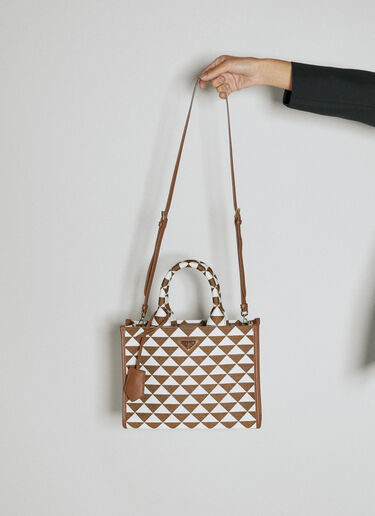 Prada Small Symbole Embroidered Handbag Brown pra0253012