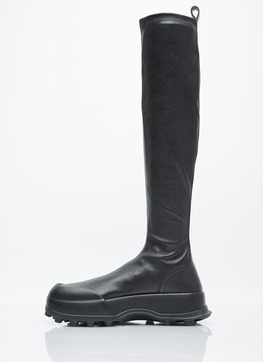 Jil Sander High Leather Boots Black jil0254007