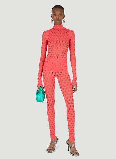 Maisie Wilen Perforated Roll Neck Top Red mwn0247021