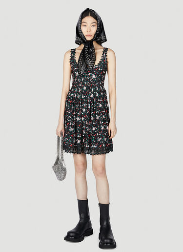 Rabanne Rose Print Dress Black pac0252002