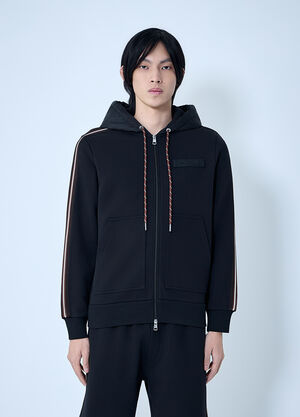 Moncler Zip-Up Hoodie with Logo Detail Black mon0164035