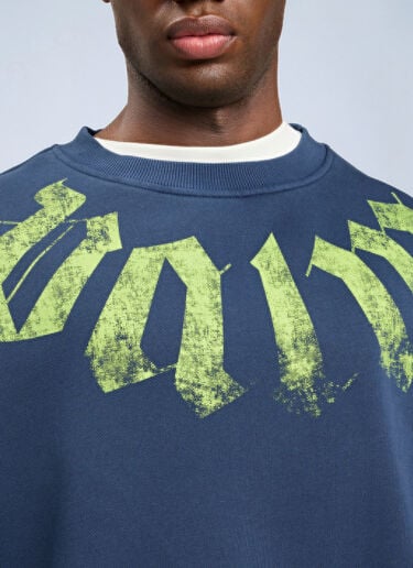Palm Angels Big Neck Logo Loose Sweatshirt Blue pma0164046
