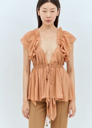 Chloé 真丝褶皱吊带上衣  米色 chl0257002