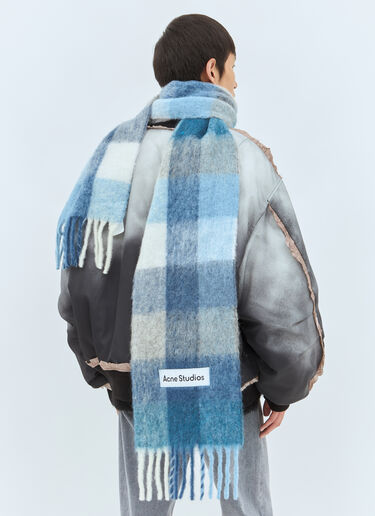 Acne Studios Mohair Checked Scarf Blue acn0157042