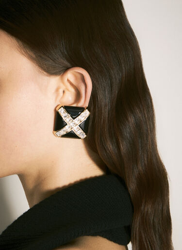 Saint Laurent Crystal Cross Earrings Black sla0258058
