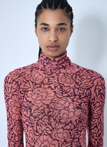 Dries Van Noten プリントメッシュトップス  ピンク dvn0260018