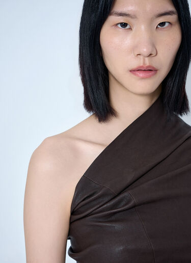 Rick Owens Athena One-Shoulder Tank Top Brown ric0265008