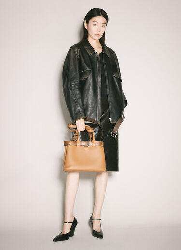 Prada 버클 미디엄 가죽 핸드백 카멜 pra0256061