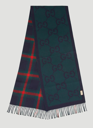 Gucci GG Reversible Check Scarf Blue guc0251090