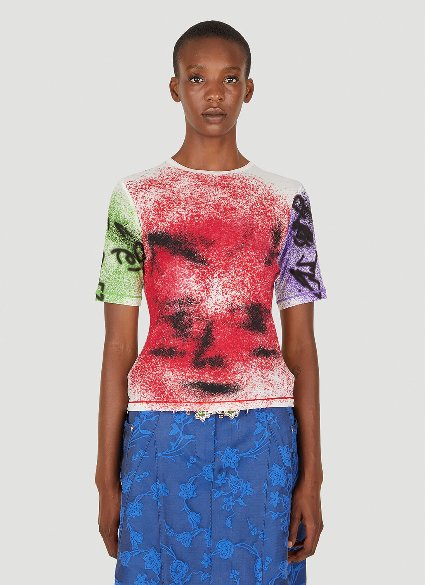 Chopova Lowena Multicolor Spray Devil T-shirt In Red