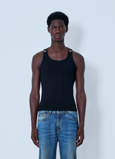 Jean Paul Gaultier Ribbed Tank Top with Metal Hardware Black jpg0364004
