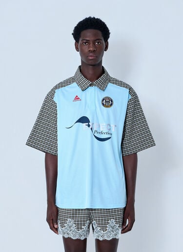 Martine Rose Patchwork Cotton Polo Shirt Blue mtr0164012