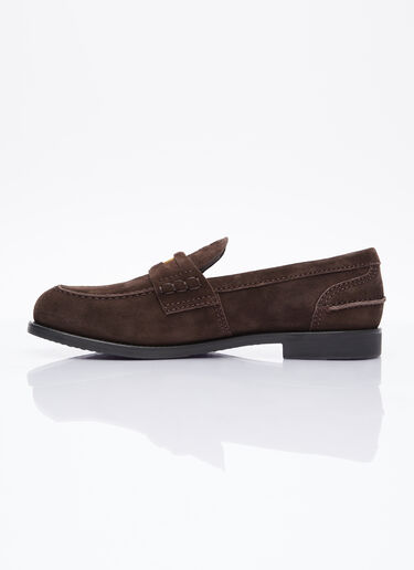 Coin Plaque Suede Loafers Miu Miu Coin Plaque Suede Loafers Brown miu0254029