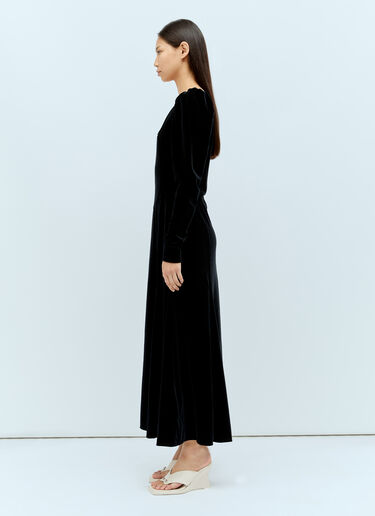 GANNI Velvet Jersey Puff Sleeve Maxi Dress Black gan0255101