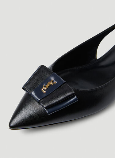 Saint Laurent Anais Bow Flat Sandals Black sla0249114