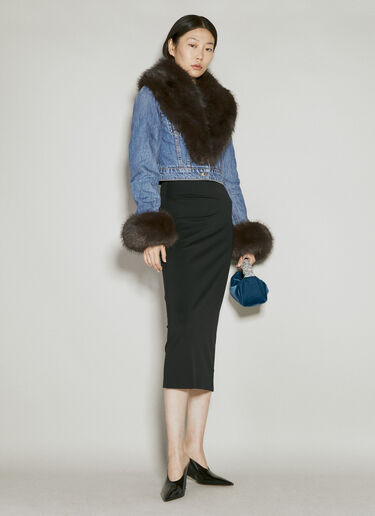 Alexander Wang Faux-Fur Collar Denim Jacket Blue awg0254009