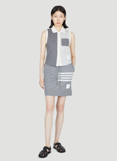 Colour Block Sleeveless Polo Shirt Thom Browne Colour Block Sleeveless Polo Shirt Grey thb0253009