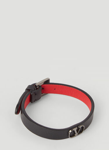 Valentino V Logo Leather Bracelet Black val0145029