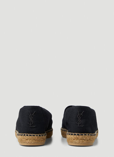 Saint Laurent Monogram 刺绣麻底平底鞋 黑 sla0149027