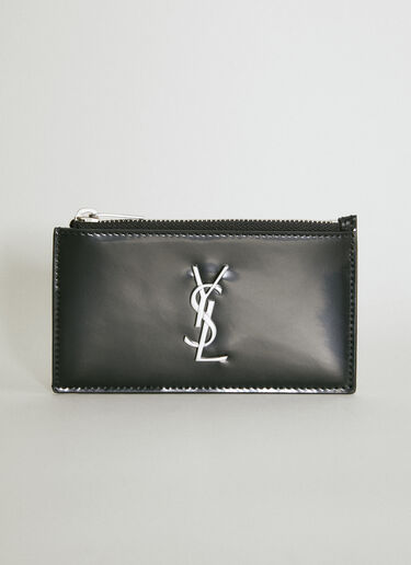 Saint Laurent Cassandre フラグメント ジップカードホルダー ブラック sla0254083