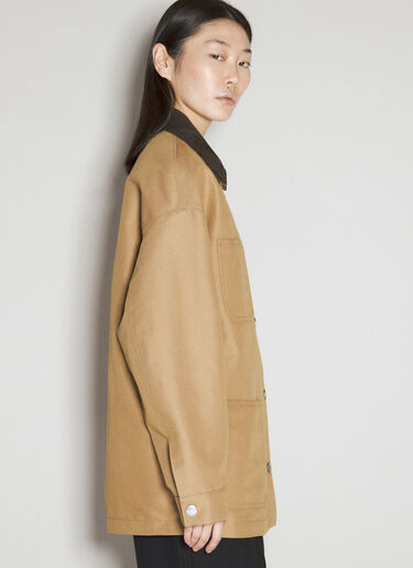 Prada 로고 플라크 캔버스 재킷 베이지 pra0256012