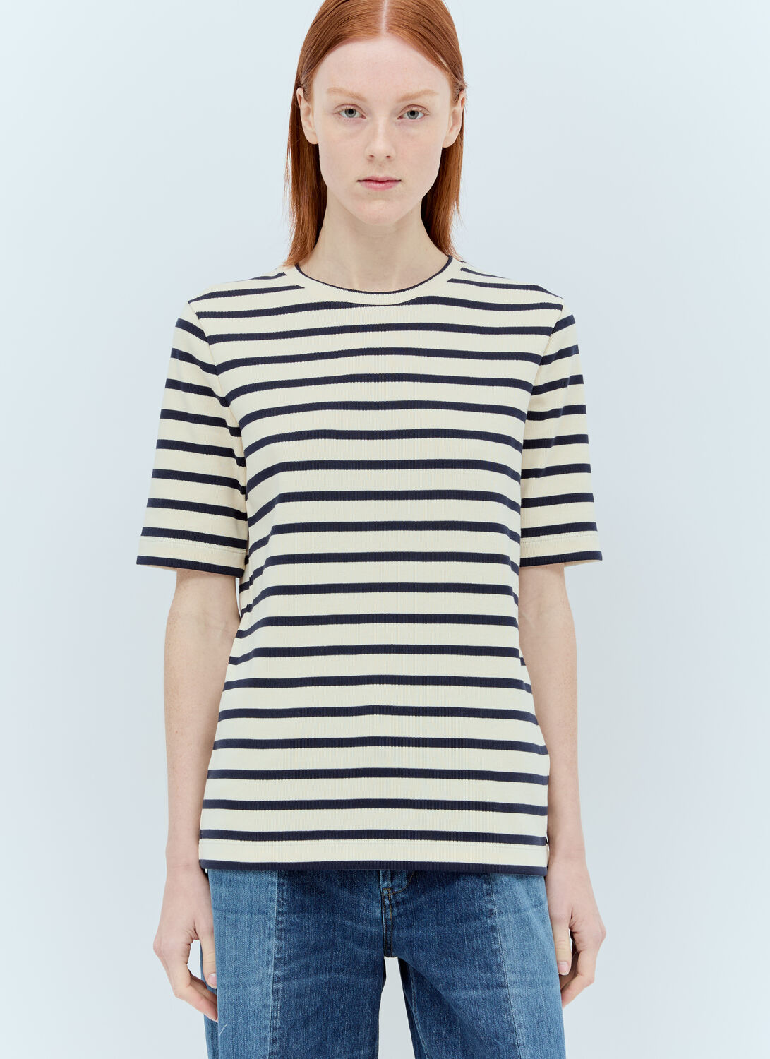 Shop Jil Sander+ Crewneck Striped T-shirt In Cream