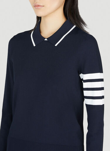 Four Bar Knit Polo Thom Browne Four Bar Knit Polo Blue thb0251013