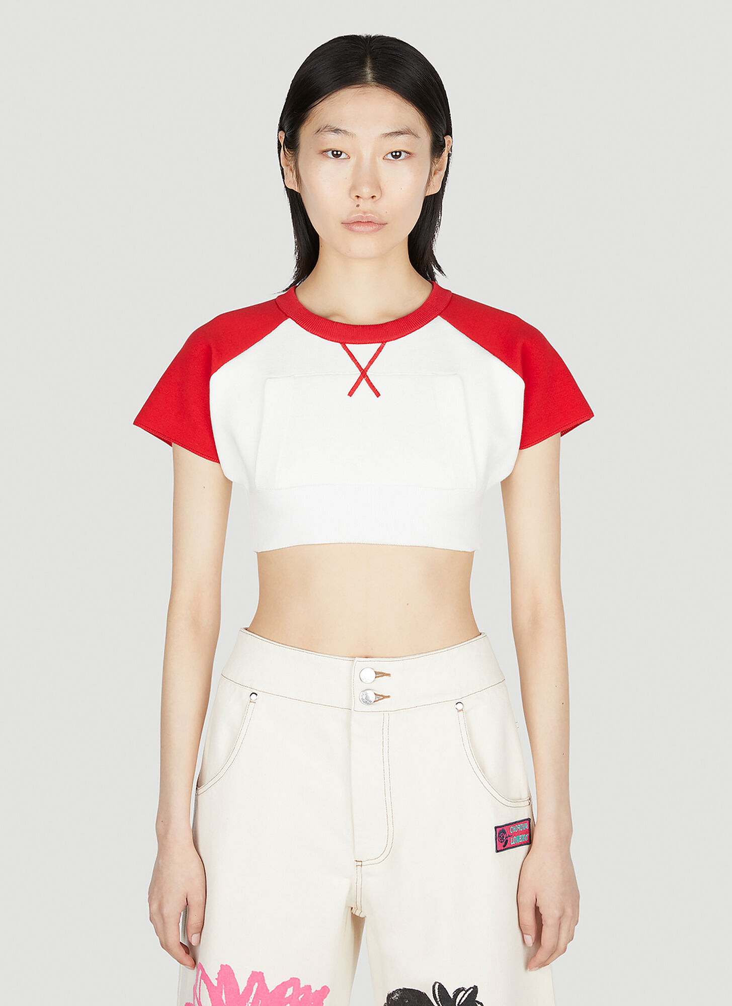 Meryll Rogge Cropped Baseball Top Female Whitefemale