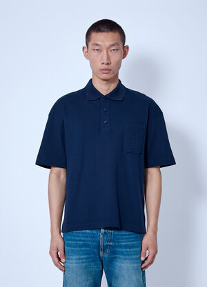 Saint Laurent Cassandre Polo In Cotton Piqué Navy sla0166012