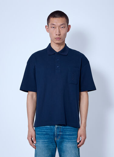 Saint Laurent Cassandre Polo In Cotton Piqué Navy sla0166012