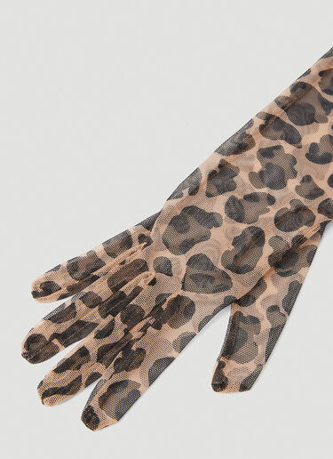 Gucci Leopard Print Gloves Brown guc0252034