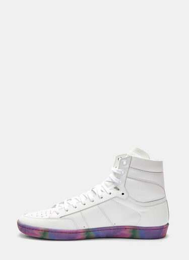 Saint Laurent SL/10H Tie Dye Sole High-Top Suede Sneakers White sla0128028