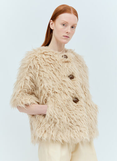 Max Mara Long-Haired Wool Cape Beige max0255038