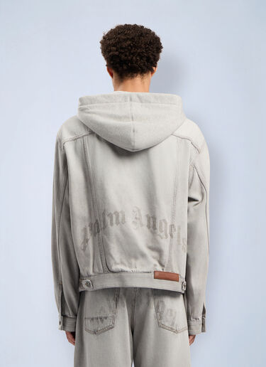Curved Logo Denim Jacket Palm Angels Curved Logo Denim Jacket Light Grey pma0162100
