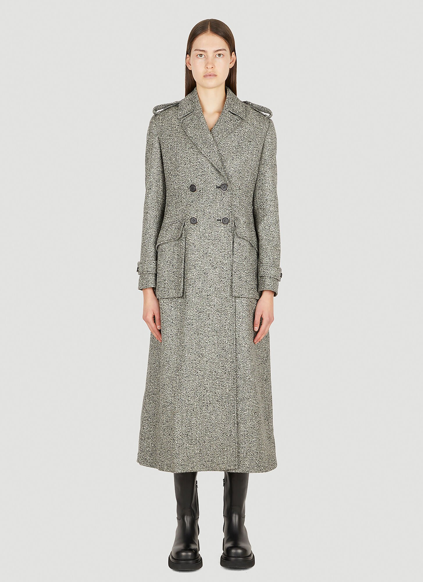 Shop Durazzi Milano Tweed Coat In Grey