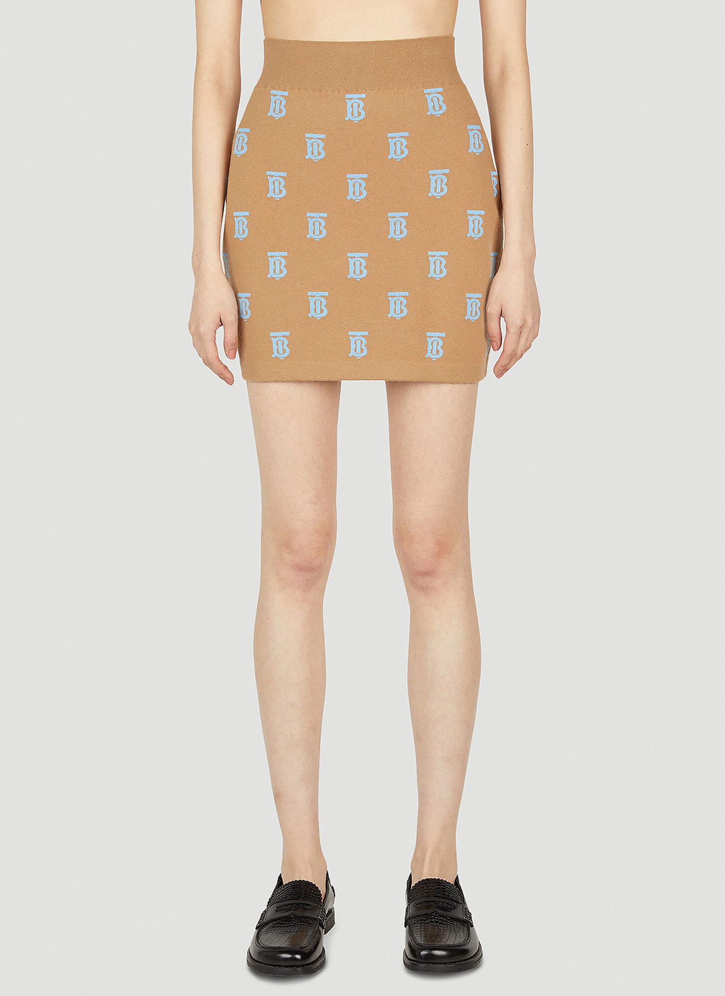 Burberry Tb Logo Knit Miniskirt In New