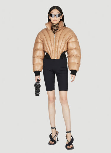Mugler Corset Cropped Puffer Jacket Camel mug0251010