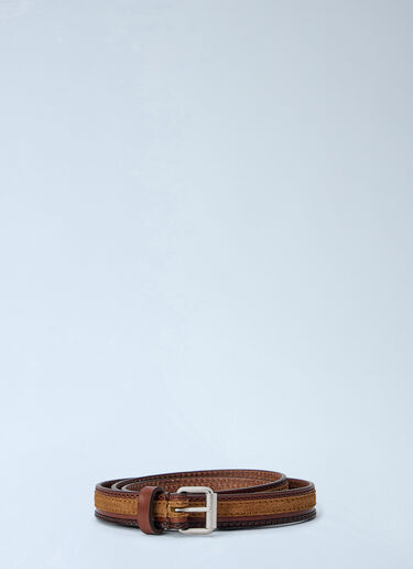 LN-CC® - Dries Van Noten: Textured Leather Belt - Brown Dries Van Noten Textured Leather Belt Brown dvn0165035
