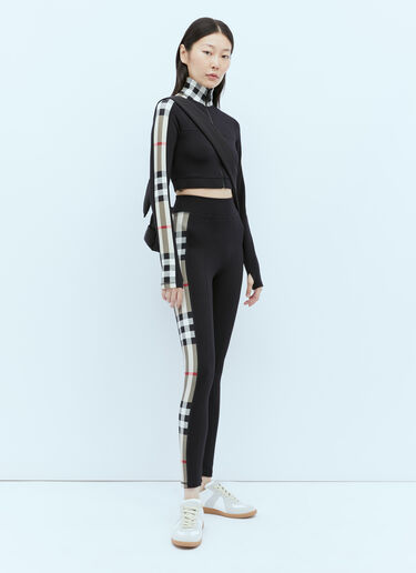 Burberry Check Panel Leggings Black bur0253028