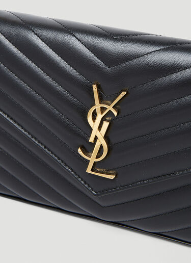 Saint Laurent Cassandre Matelassé Chain Wallet Black sla0253114