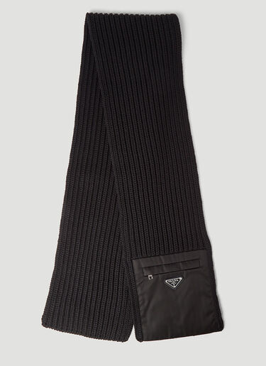 Prada [Re-Nylon] ポケット ニットスカーフ ブラック pra0145017