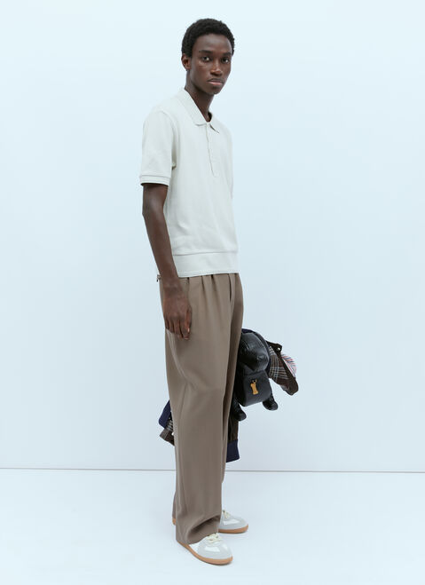 Thom Browne 로고 패치가 있는 골지 폴로 셔츠 그레이 thb0153014