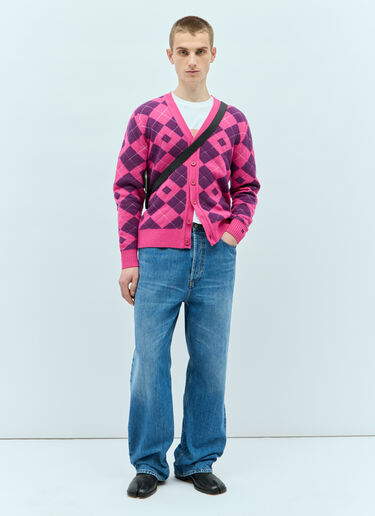 Acne Studios アーガイル ジャカードカーディガン ピンク acn0155004